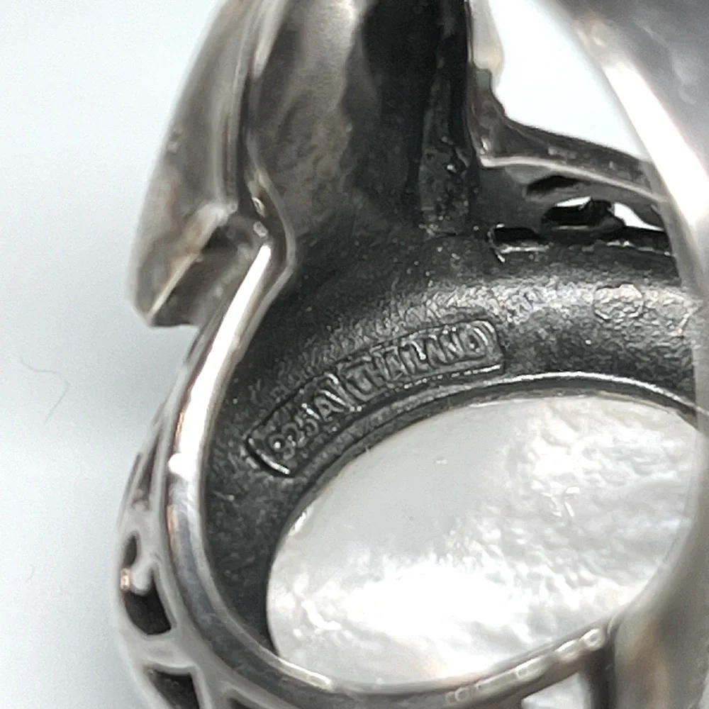 Stunning Vintage Solid 925 Sterling Silver Mother of Pearl Ring - Picture 4 of 6